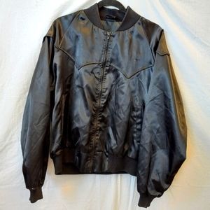 Black Sheep black shiny athletic "Justin" jacket, size large